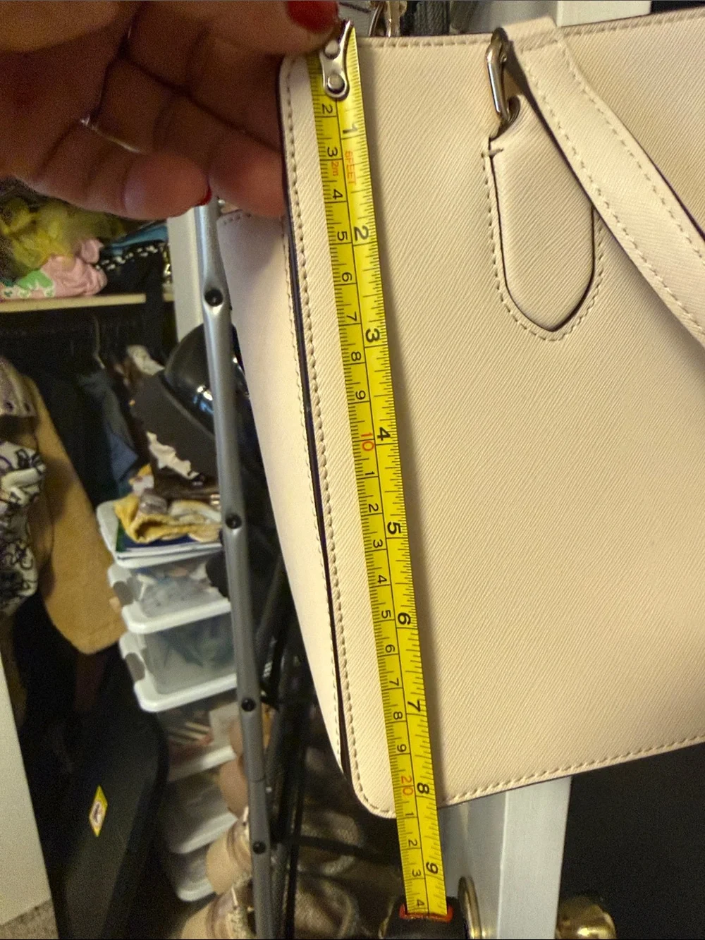 kate spade Cream Saffiano Leather Satchel with Removable Shoulder Strap